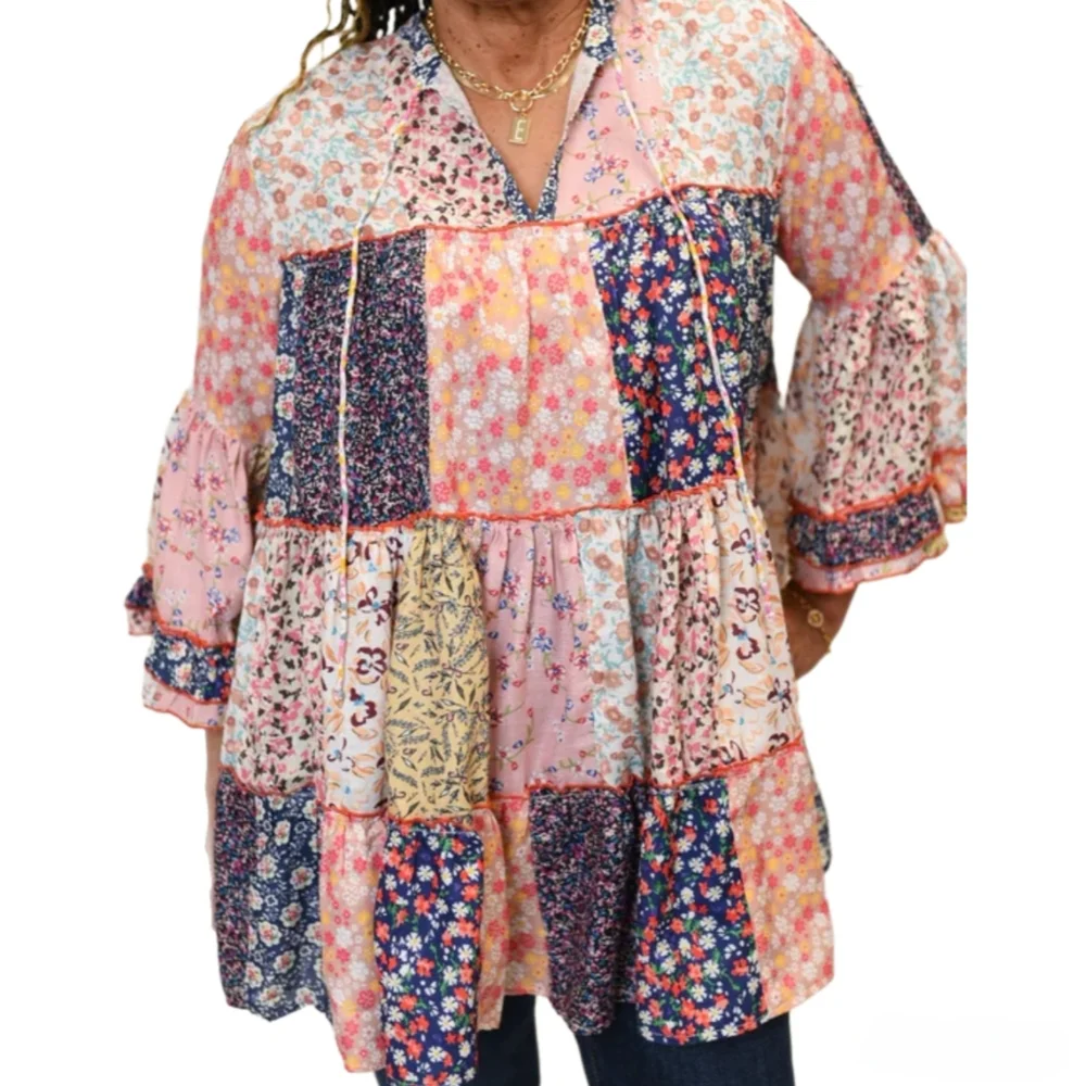 Young Threads Patchwork Tunic Top - Picture 1 of 12